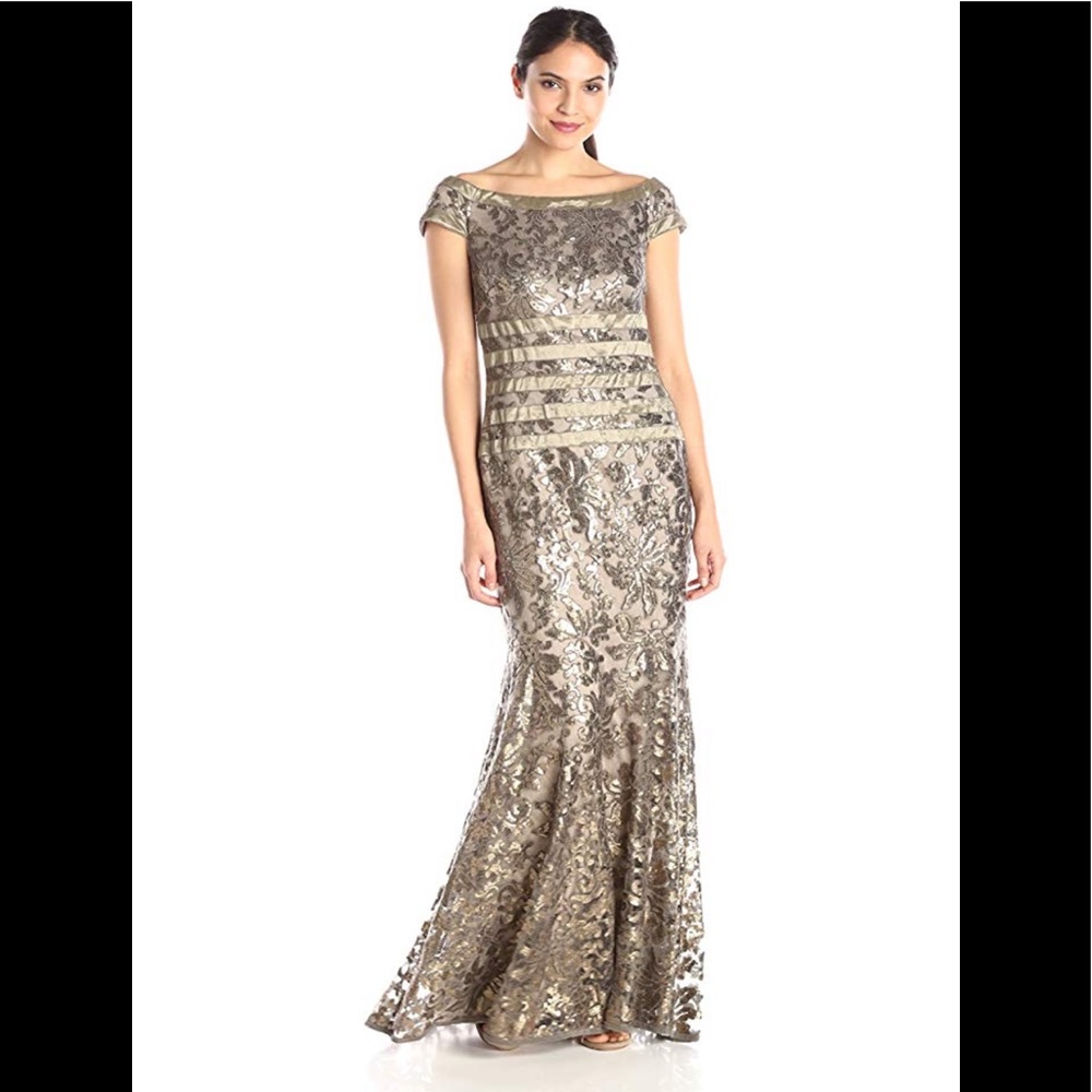 Breathtaking sequins Tadashi Shoji gown